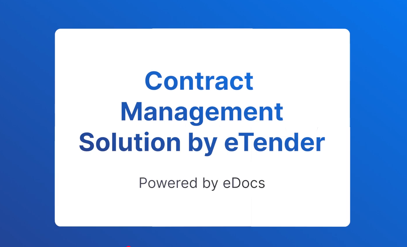 contract lifecycle management by eTender (CLM)