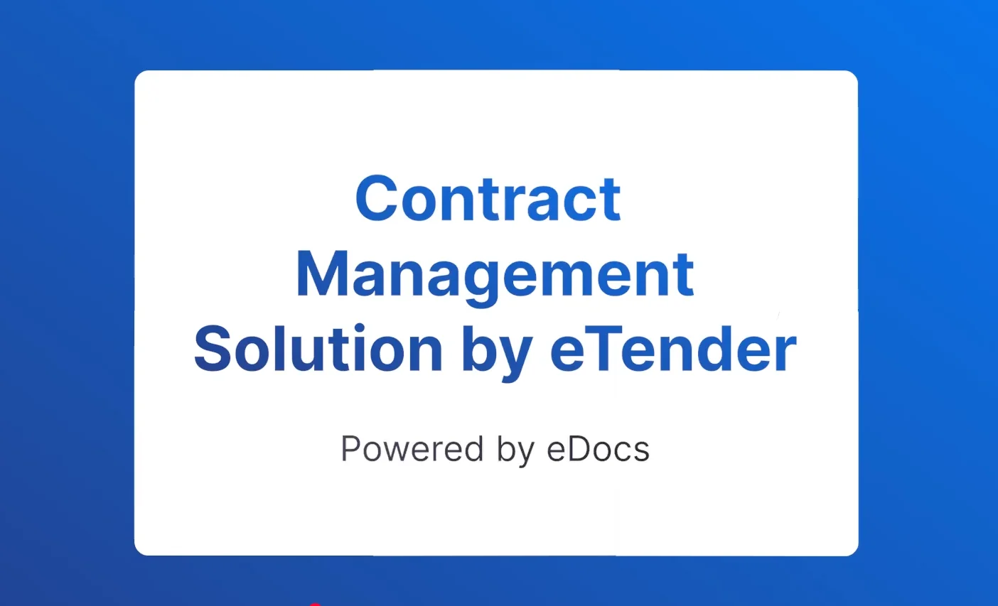 contract lifecycle management by eTender (CLM)